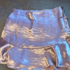 Pink satin mini skirt